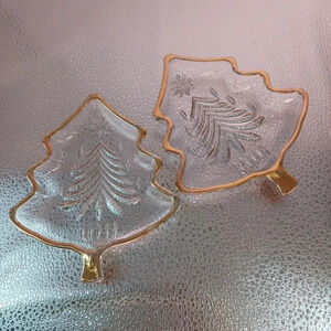Mikasa crystal christmas tree candy dishes set of 2